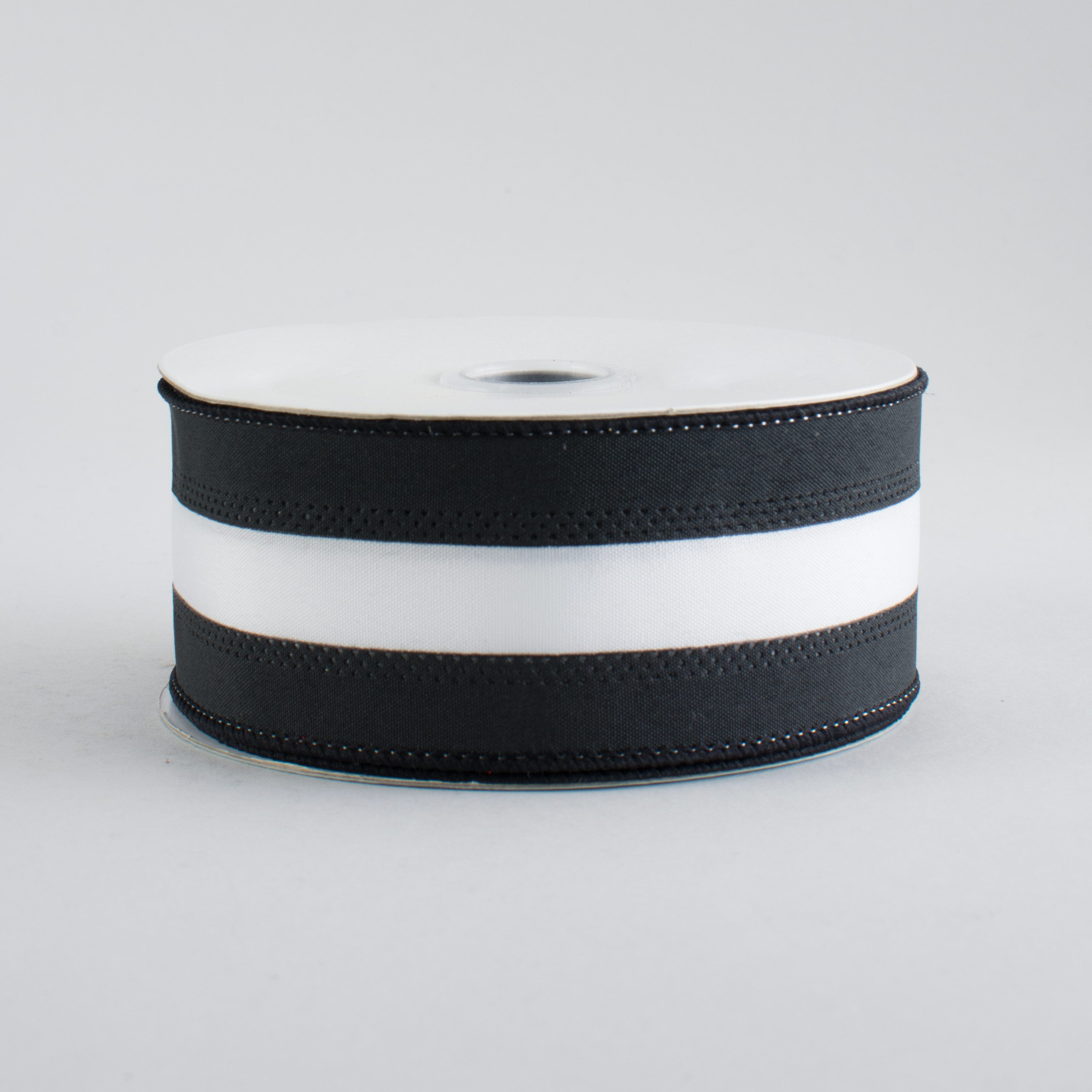 1.5" Satin Team Stripe Ribbon: Black & White (10 Yards)