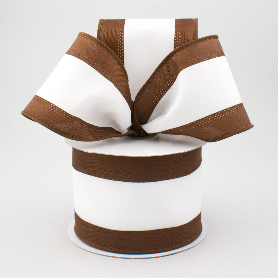 2.5" Satin Team Stripe Ribbon: Brown & White (10 Yards) Lifestyle Photo
