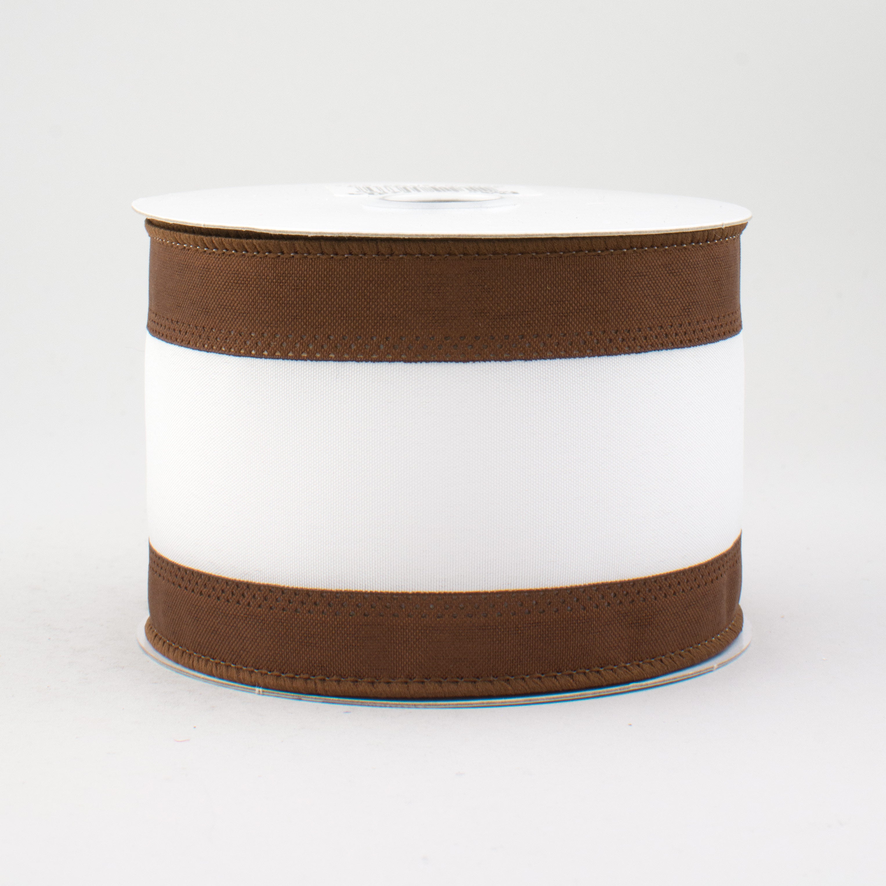2.5" Satin Team Stripe Ribbon: Brown & White (10 Yards)
