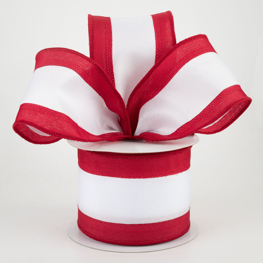 2.5" Satin Team Stripe Ribbon: Crimson & White (10 Yards) Lifestyle Photo
