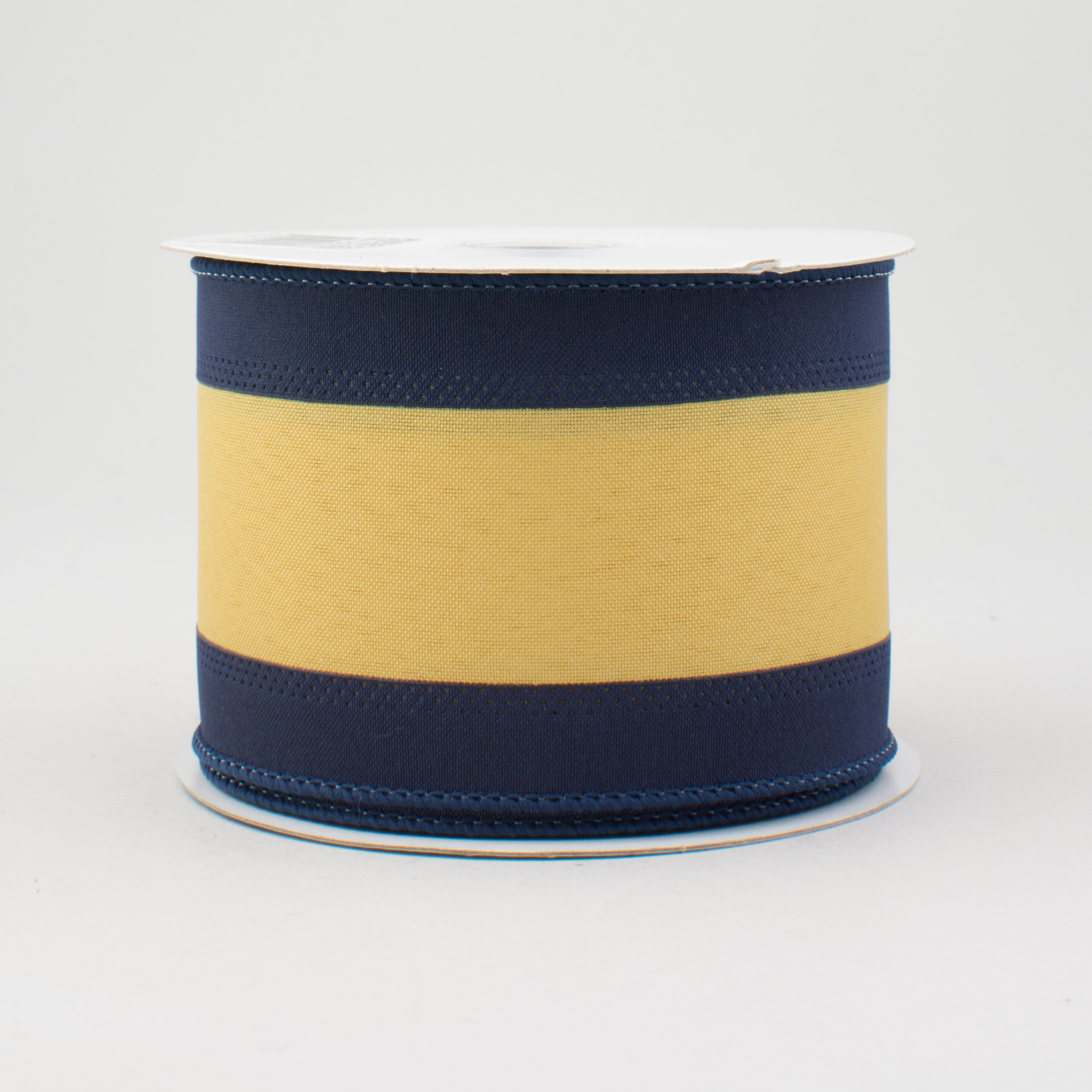 2.5" Satin Team Stripe Ribbon: Dark Blue & Old Gold (10 Yards)