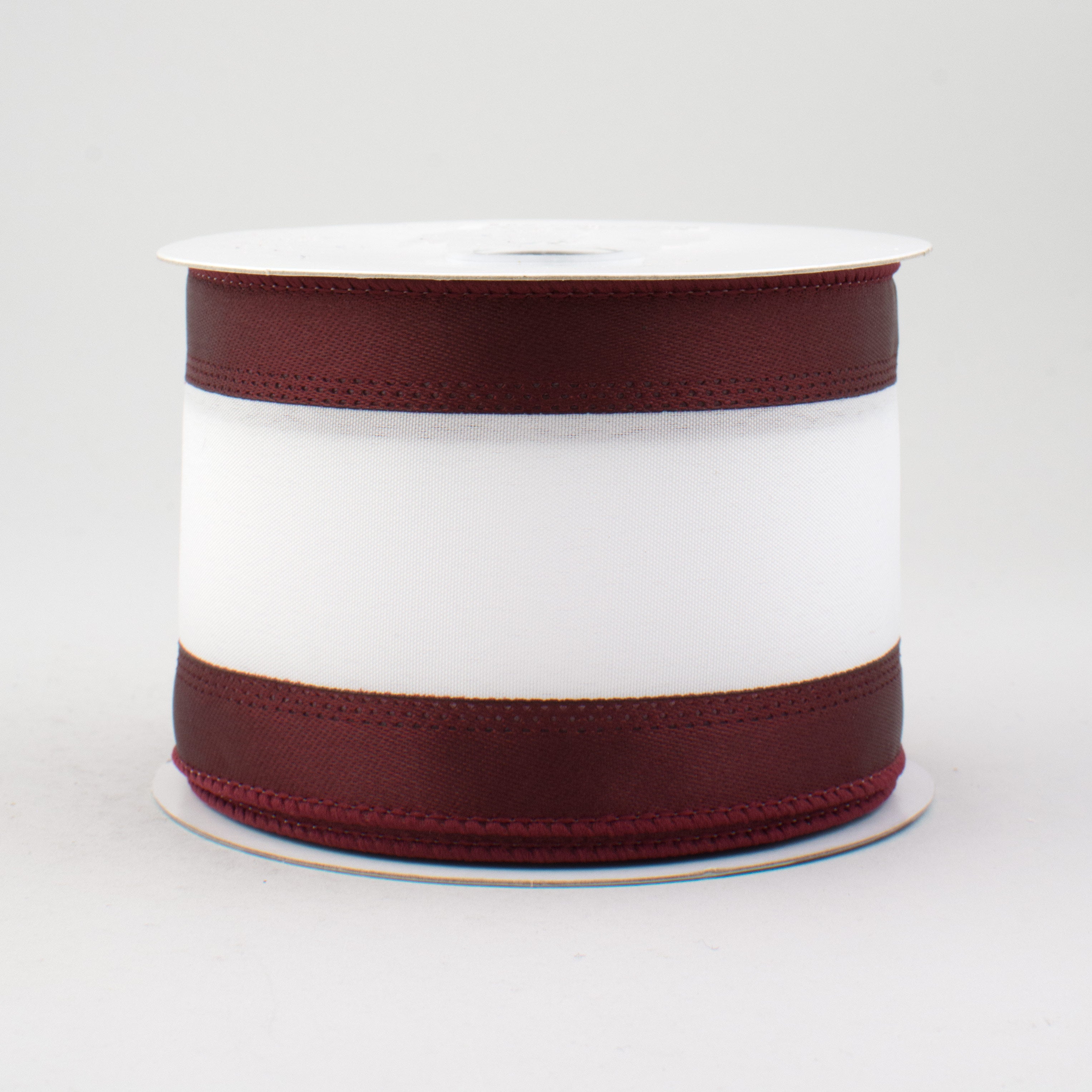 2.5" Satin Team Stripe Ribbon: Maroon & White (10 Yards) Item Number: RN5272CX