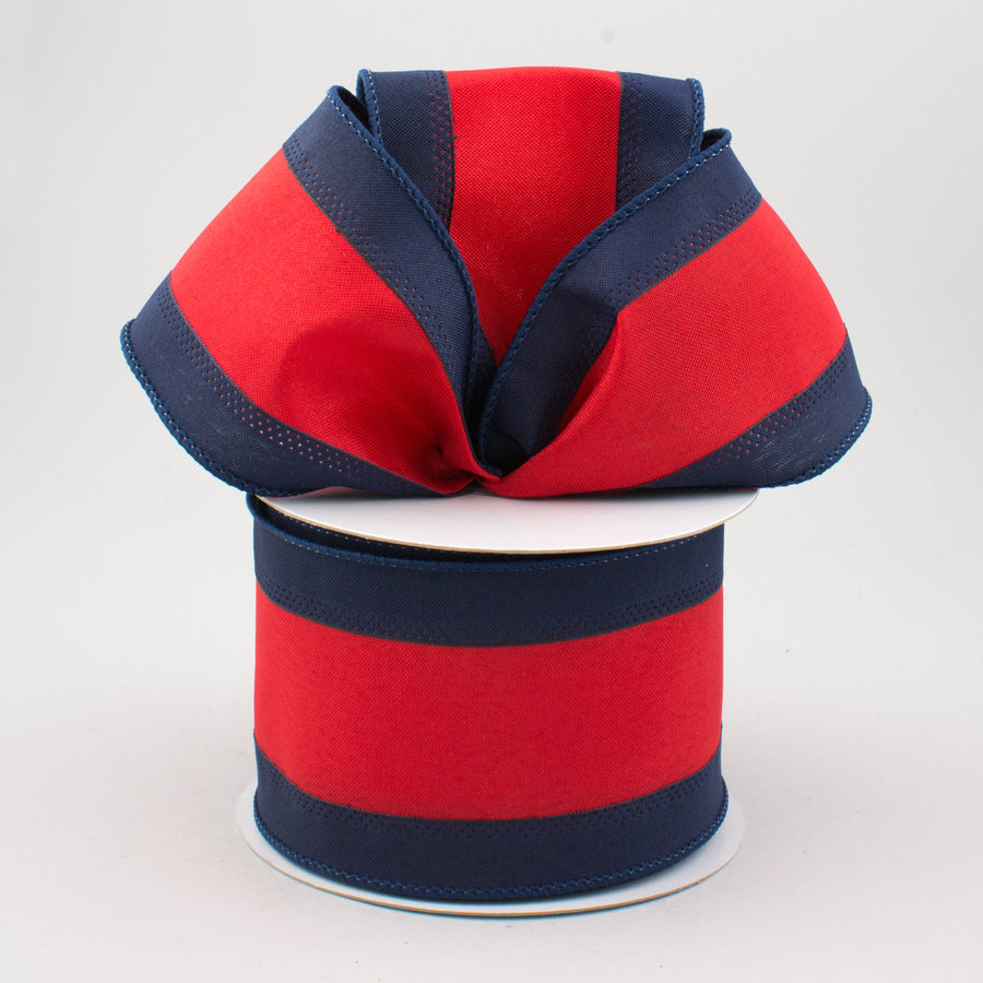 2.5" Satin Team Stripe Ribbon: Navy & Red (10 Yards) Lifestyle Photo