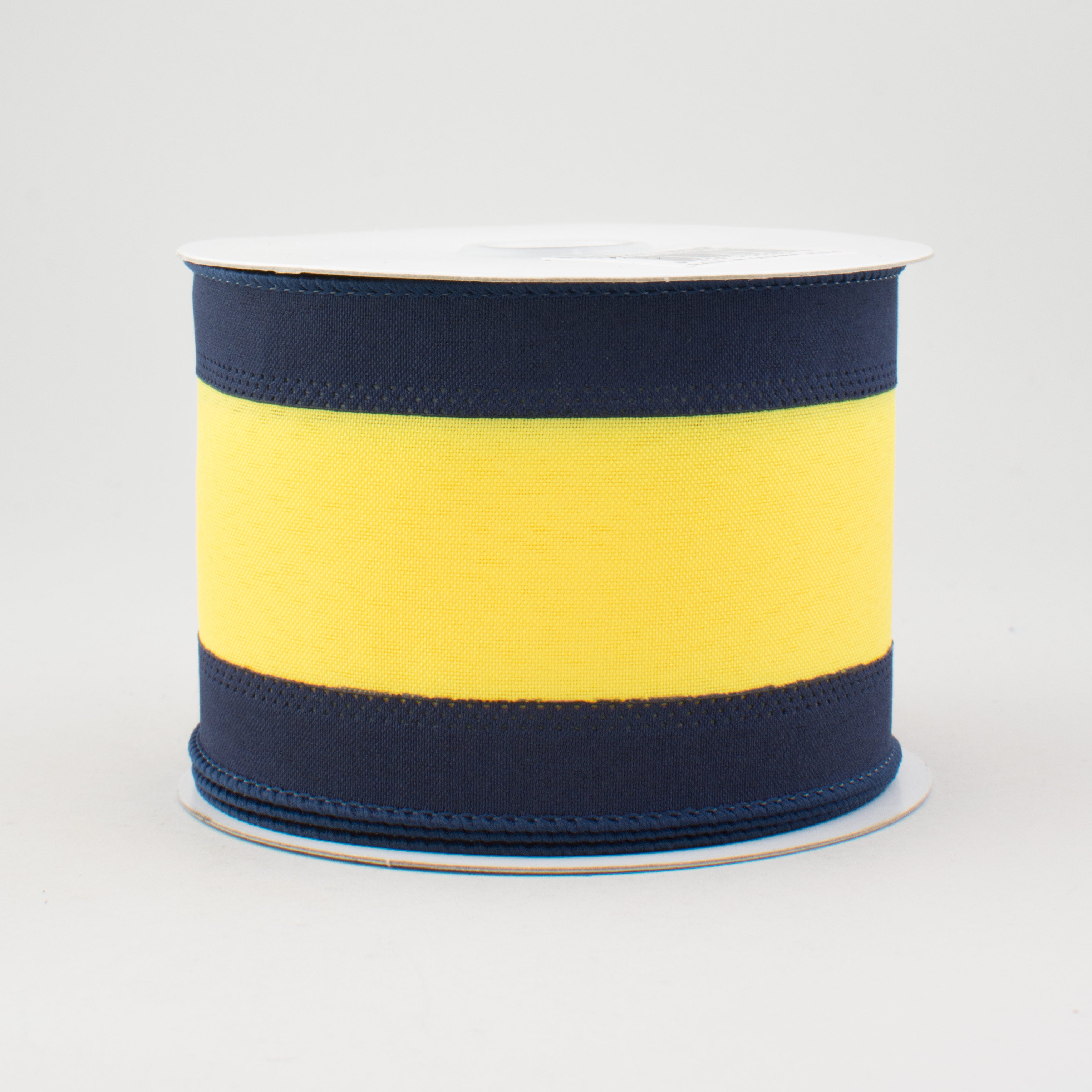 2.5" Satin Team Stripe Ribbon: Navy & Yellow (10 Yards) Item Number: RN5272CP