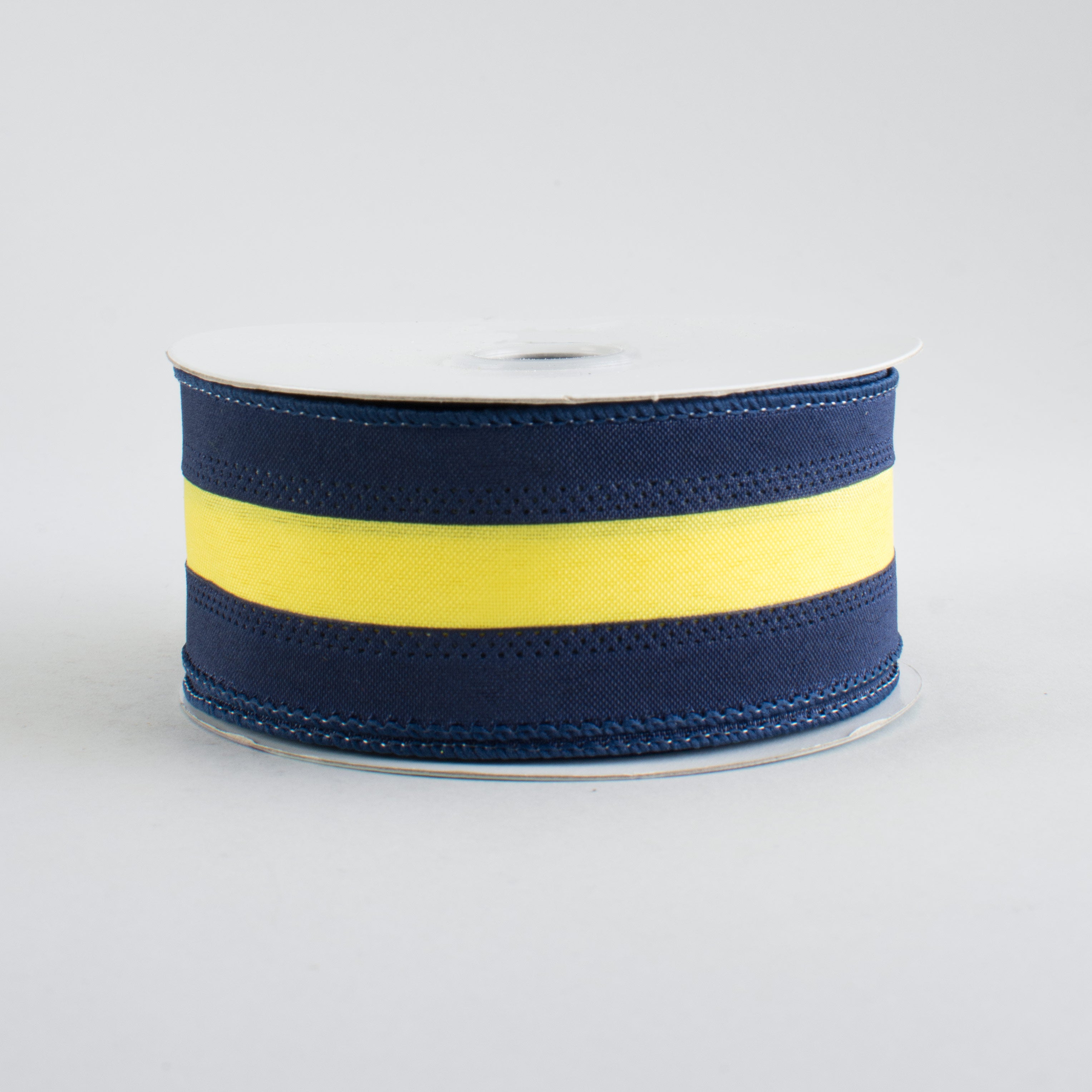 1.5" Satin Team Stripe Ribbon: Navy & Yellow (10 Yards)