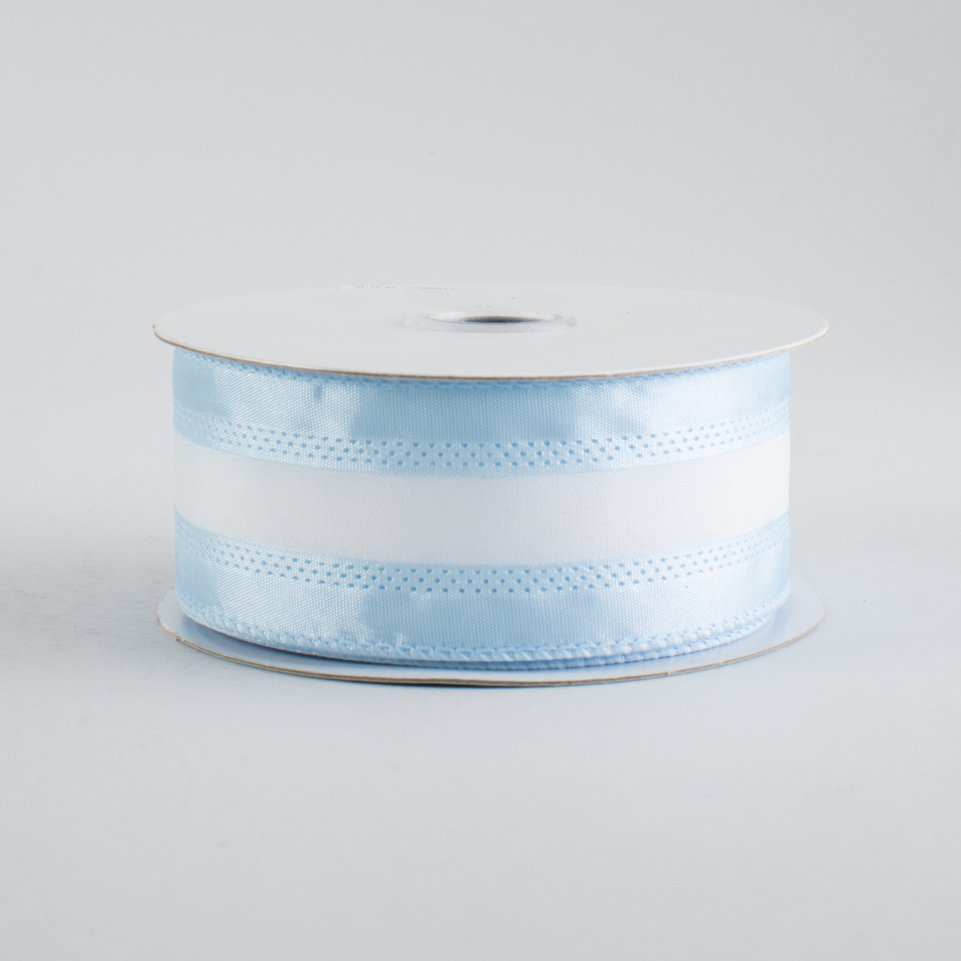 1.5" Satin Team Stripe Ribbon: Pale Blue & White (10 Yards)
