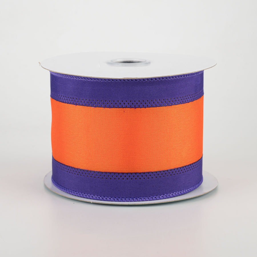 2.5" Satin Team Stripe Ribbon: Purple & Orange (10 Yards)