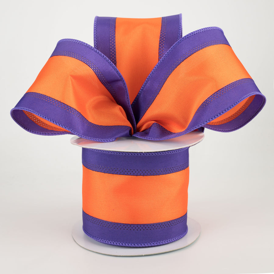 2.5" Satin Team Stripe Ribbon: Purple & Orange (10 Yards) Lifestyle Photo