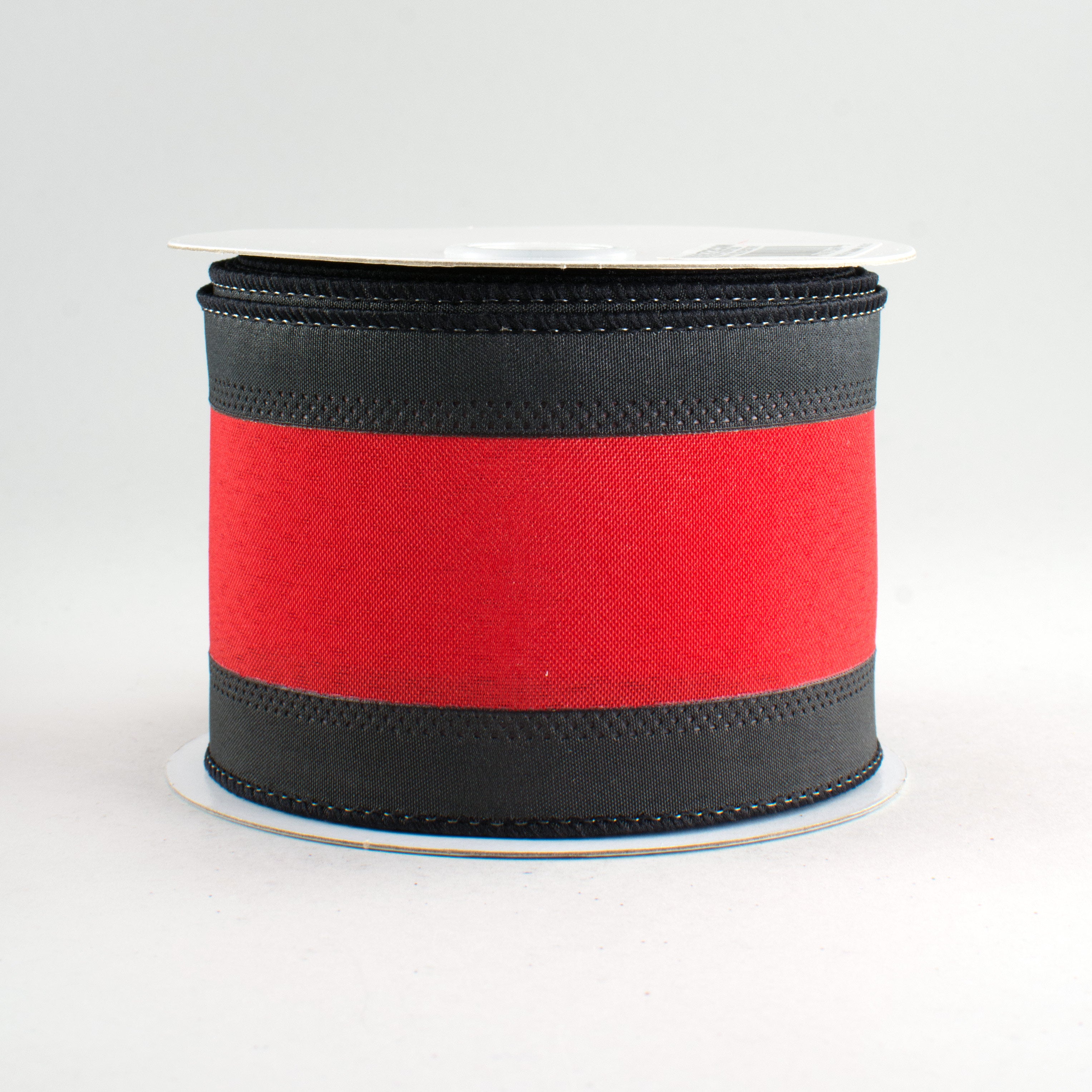 2.5" Satin Team Stripe Ribbon: Red & Black (10 Yards)