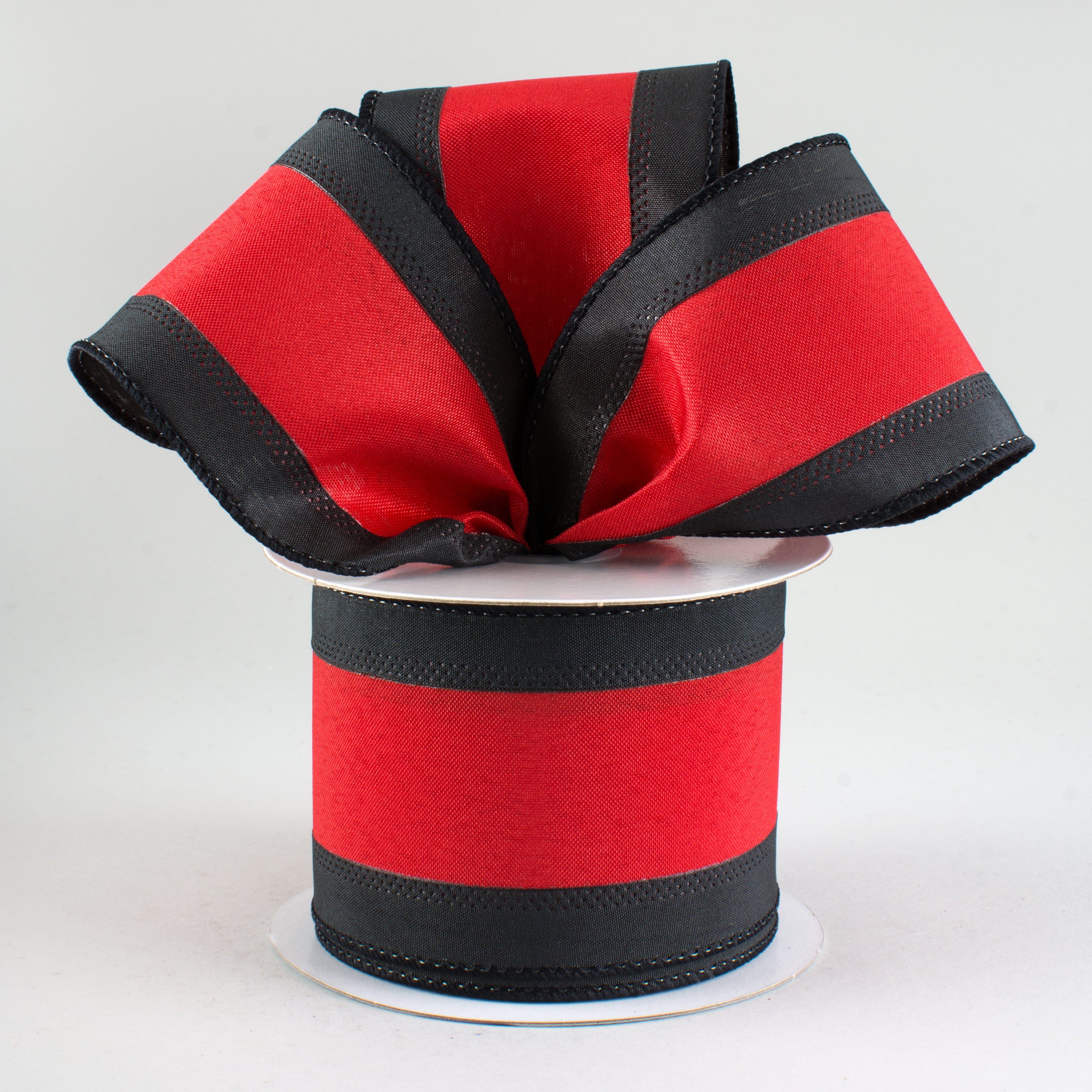 2.5" Satin Team Stripe Ribbon: Red & Black (10 Yards) Lifestyle Photo