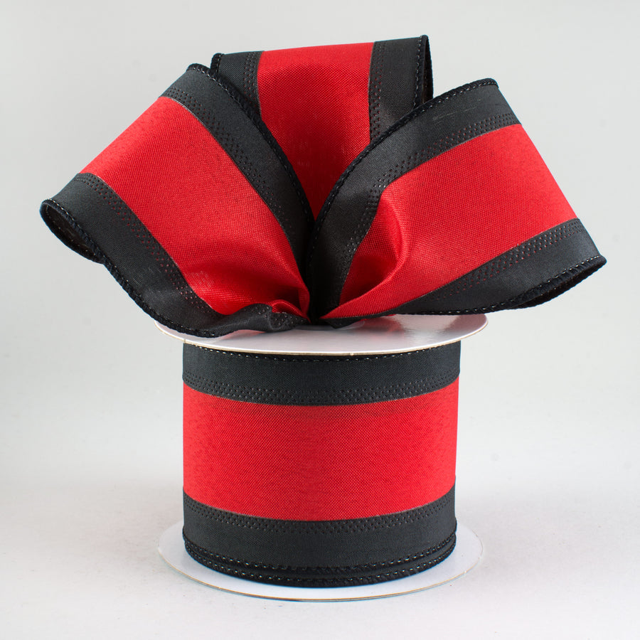 2.5" Satin Team Stripe Ribbon: Red & Black (10 Yards) Lifestyle Photo
