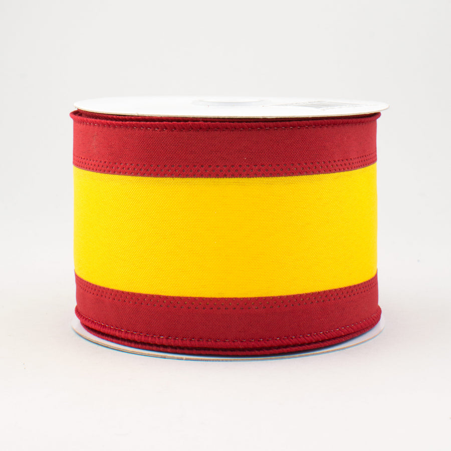 2.5" Satin Team Stripe Ribbon: Red & Gold (10 Yards) Item Number: RN527236
