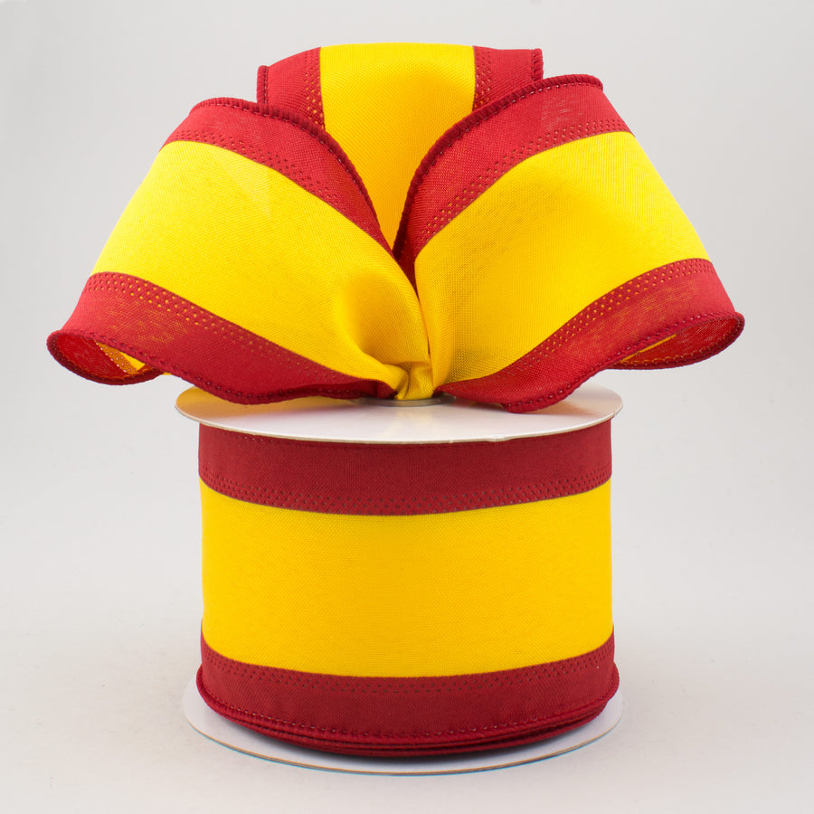 2.5" Satin Team Stripe Ribbon: Red & Gold (10 Yards) Lifestyle Photo