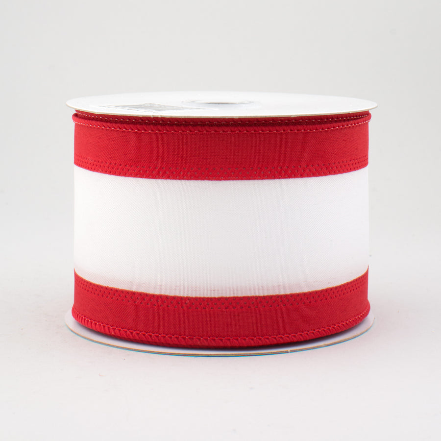 2.5" Satin Team Stripe Ribbon: Red & White (10 Yards) Item Number: RN5272W7