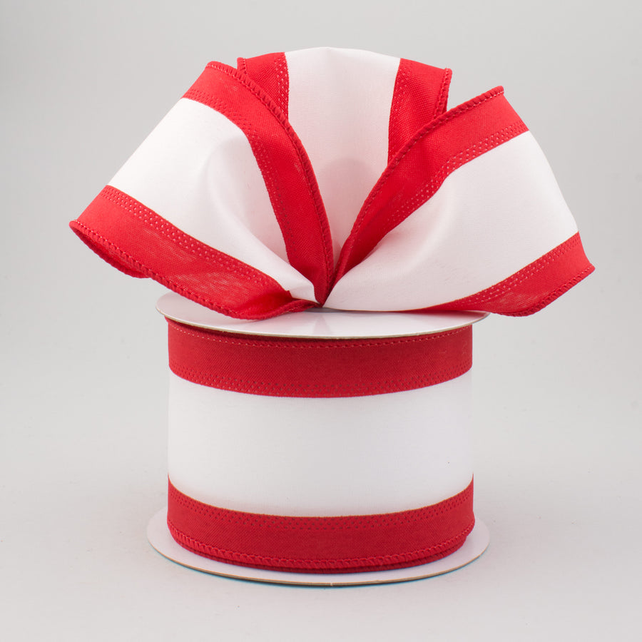 2.5" Satin Team Stripe Ribbon: Red & White (10 Yards) Lifestyle Photo