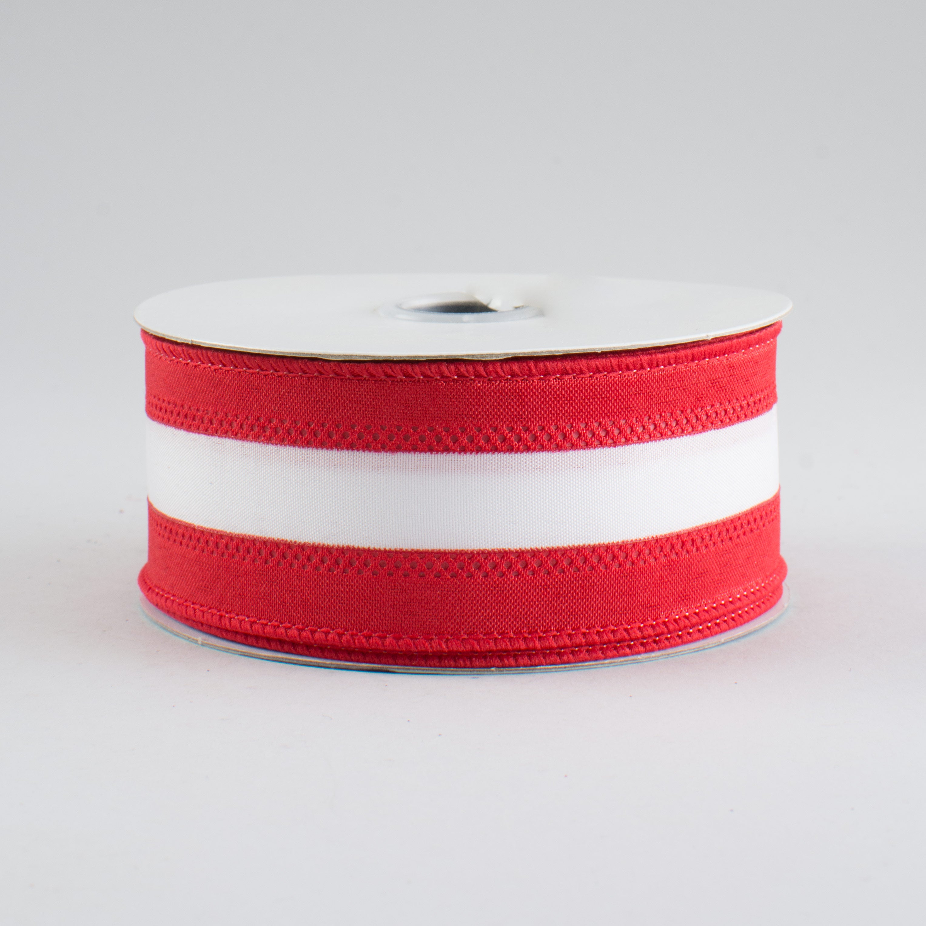1.5" Satin Team Stripe Ribbon: Red & White (10 Yards) Item Number: RN5271W7