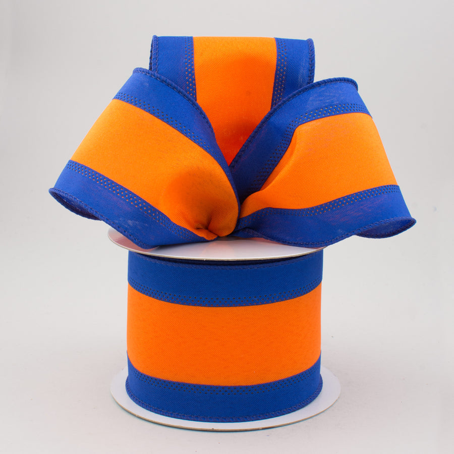2.5" Satin Team Stripe Ribbon: Royal & Orange (10 Yards) Lifestyle Photo