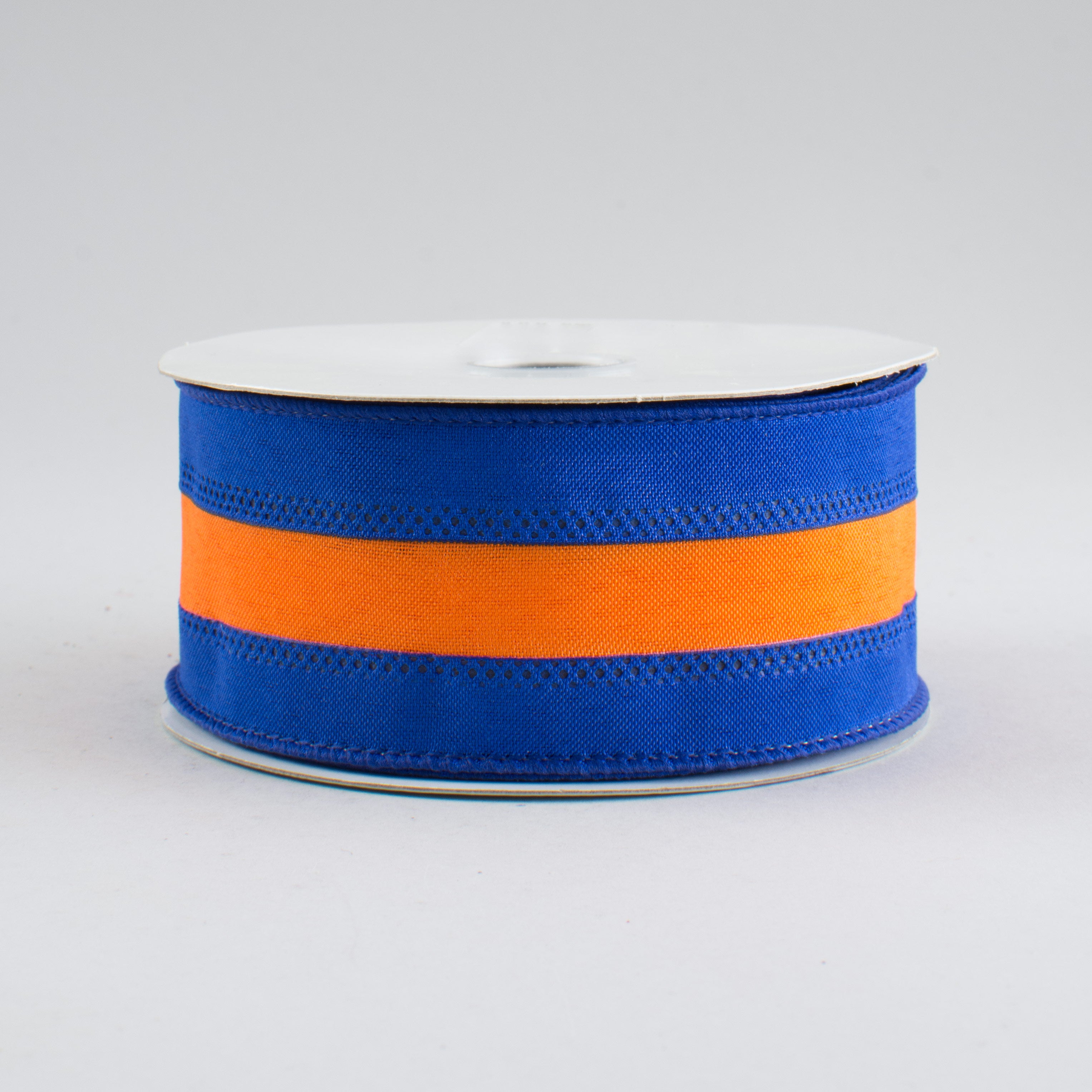 1.5" Satin Team Stripe Ribbon: Royal & Orange (10 Yards)