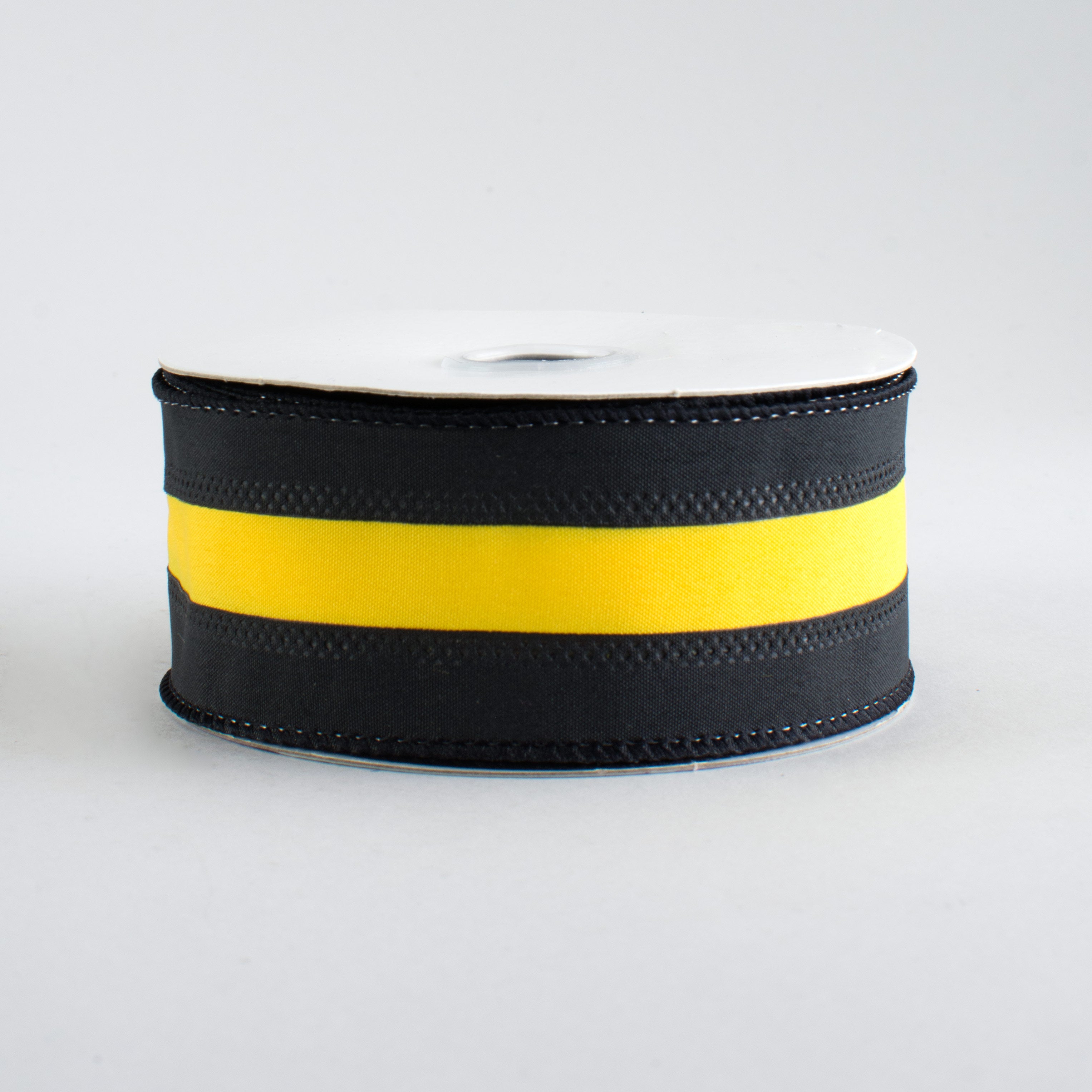 1.5" Satin Team Stripe Ribbon: Yellow & Black (10 Yards)