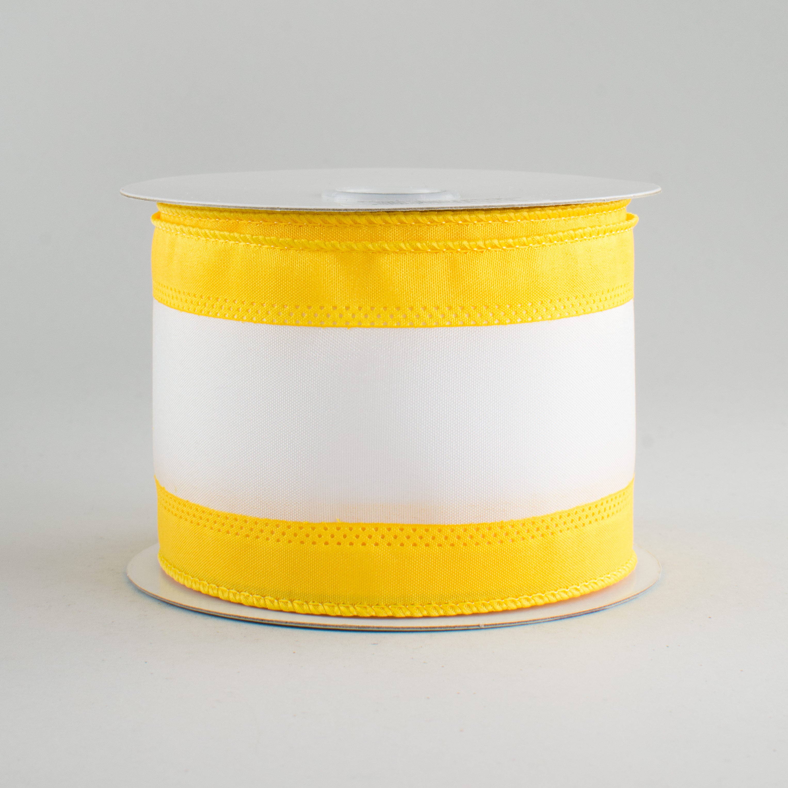 2.5" Satin Team Stripe Ribbon: Yellow & White (10 Yards)