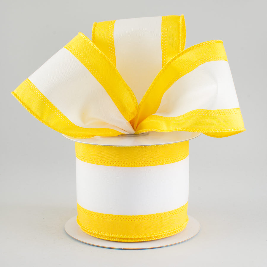 2.5" Satin Team Stripe Ribbon: Yellow & White (10 Yards) Lifestyle Photo