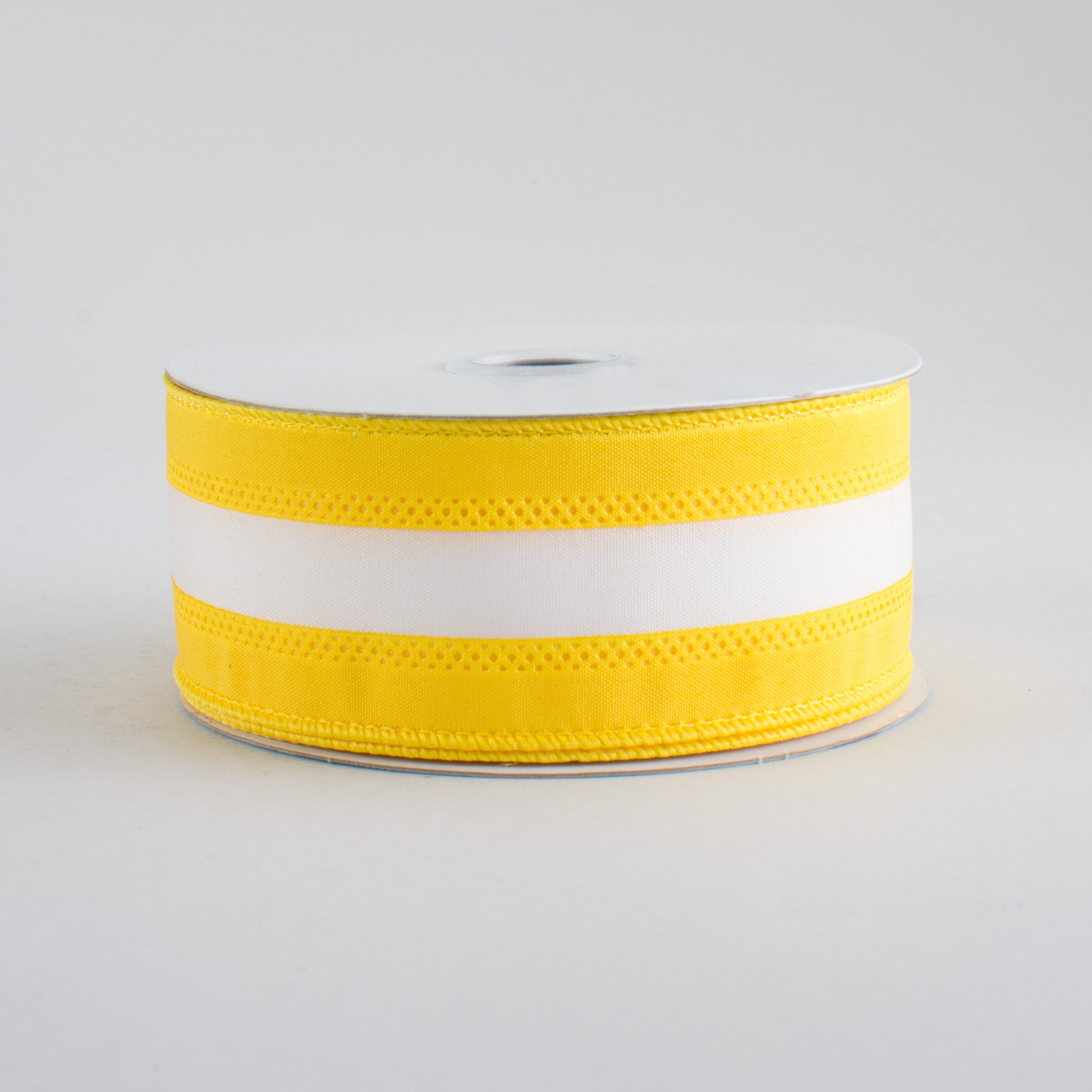 1.5" Satin Team Stripe Ribbon: Yellow & White (10 Yards)