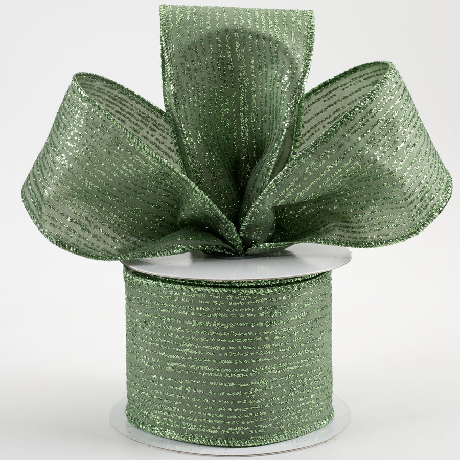 2.5" Satin Vertical Glitter Lines Ribbon: Sage Green (10 Yards) Lifestyle Photo