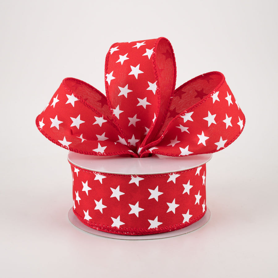 1.5" Satin White Stars Ribbon: Red (10 Yards) Lifestyle Photo