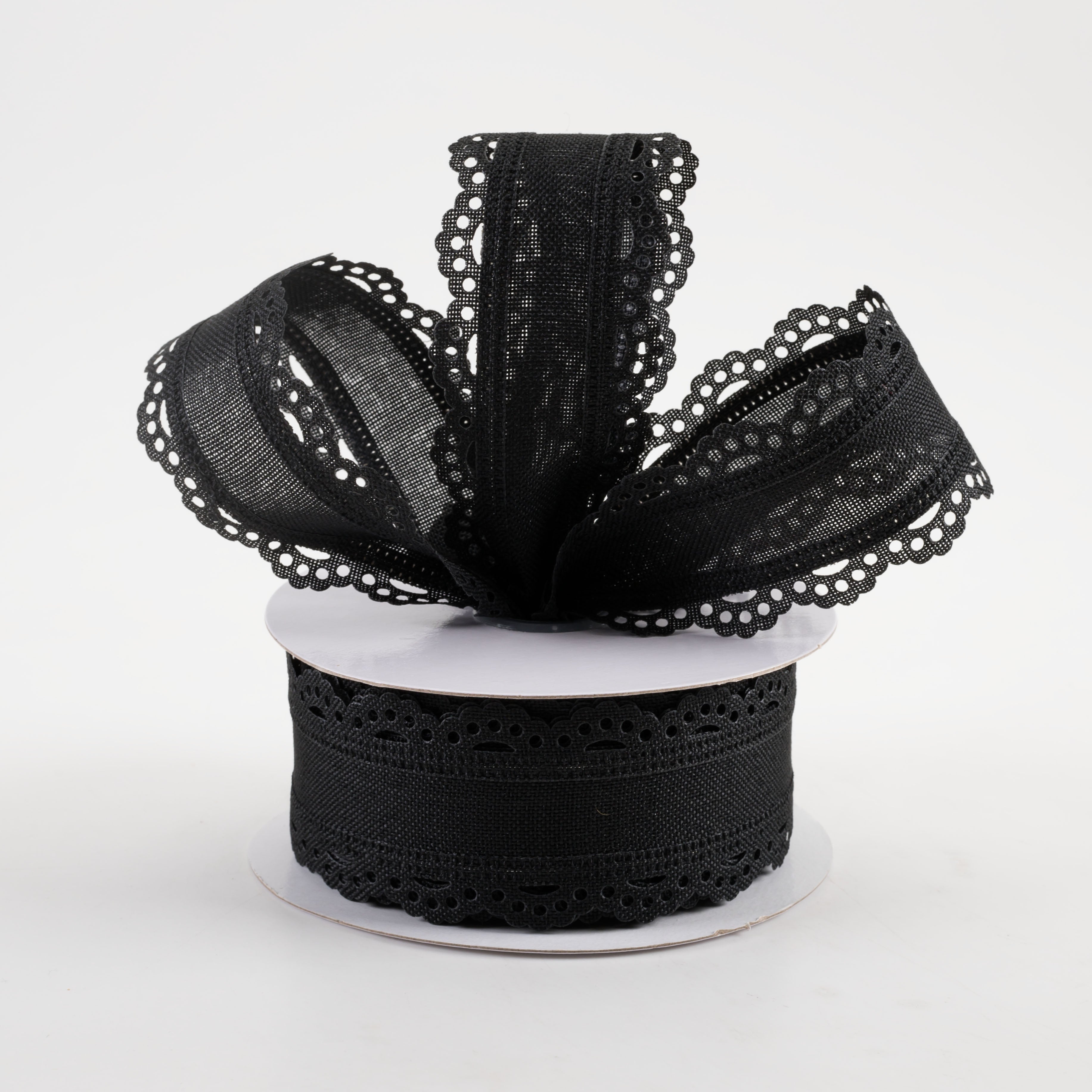 1.5" Scalloped Edge Ribbon: Black (10 Yards) Lifestyle Photo