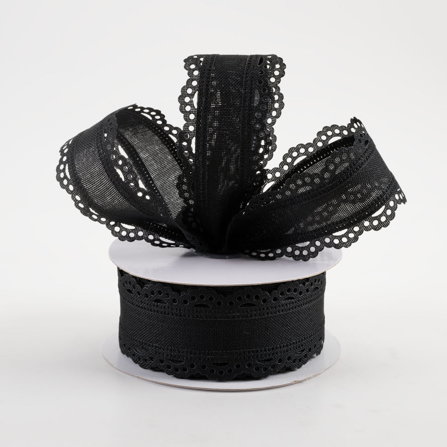 1.5" Scalloped Edge Ribbon: Black (10 Yards) Lifestyle Photo
