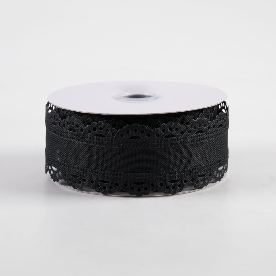 1.5" Scalloped Edge Ribbon: Black (10 Yards)