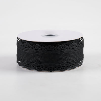 1.5" Scalloped Edge Ribbon: Black (10 Yards)