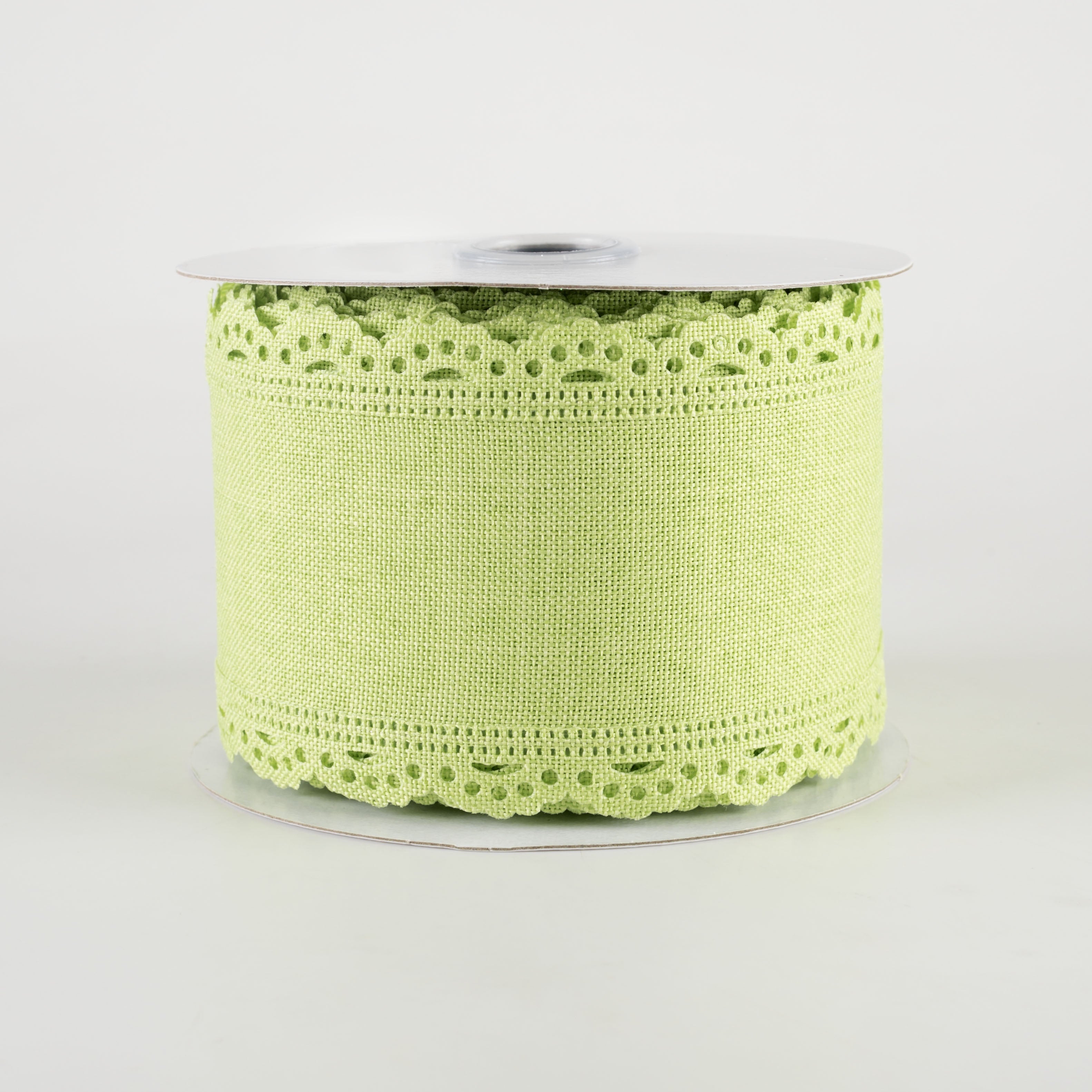 2.5" Scalloped Edge Ribbon: Bright Green (10 Yards)