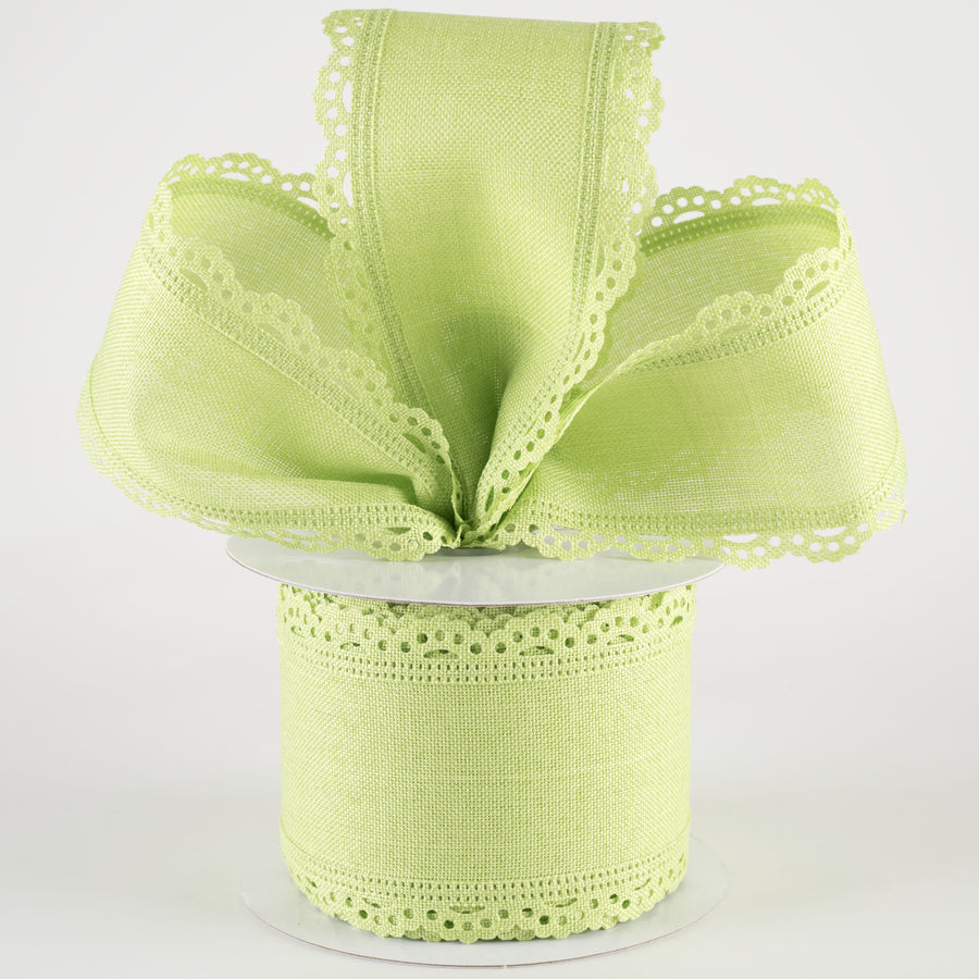 2.5" Scalloped Edge Ribbon: Bright Green (10 Yards) Lifestyle Photo