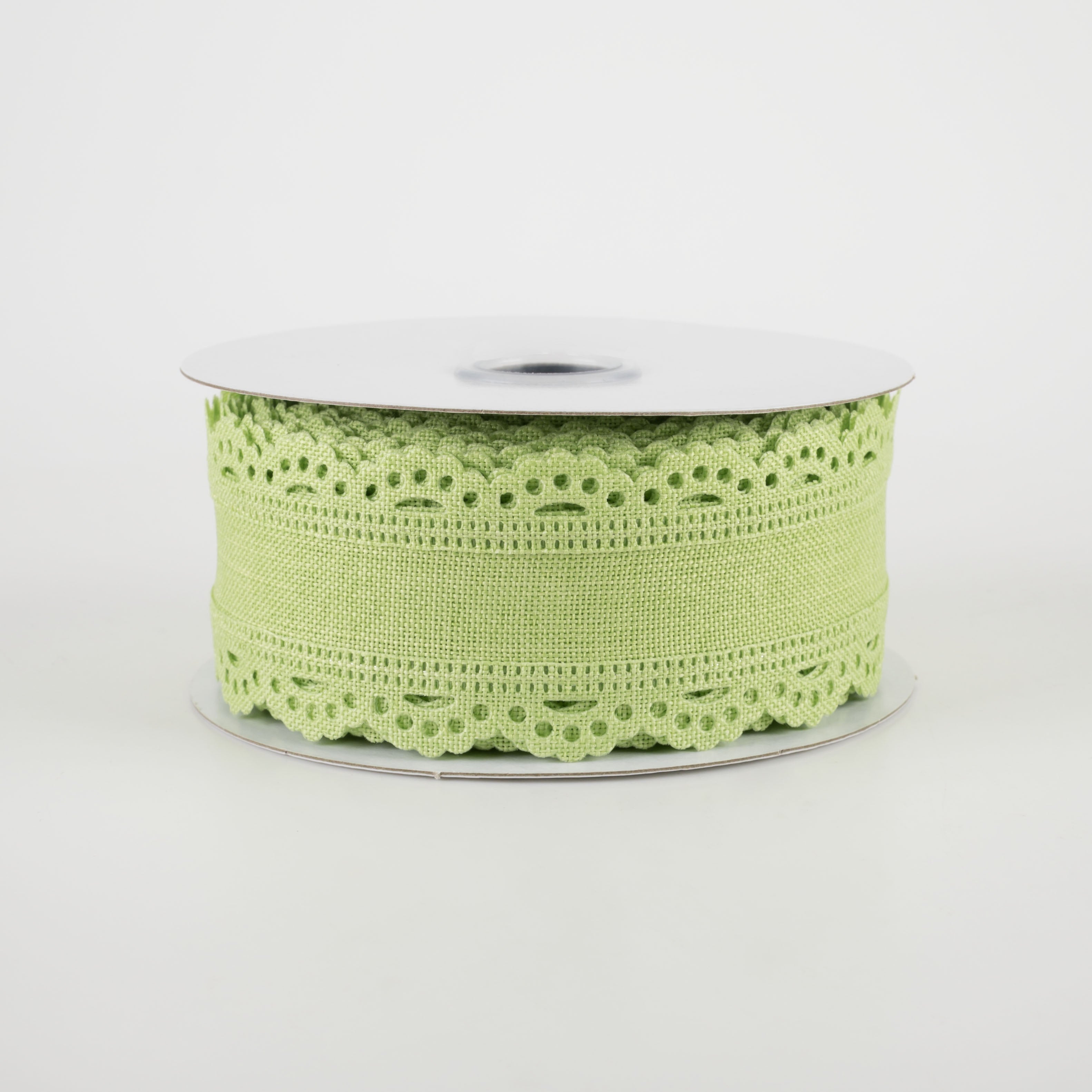 1.5" Scalloped Edge Ribbon: Bright Green (10 Yards)