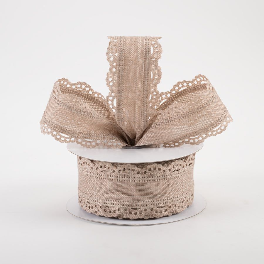 1.5" Scalloped Edge Ribbon: Buff Neutral (10 Yards) Lifestyle Photo