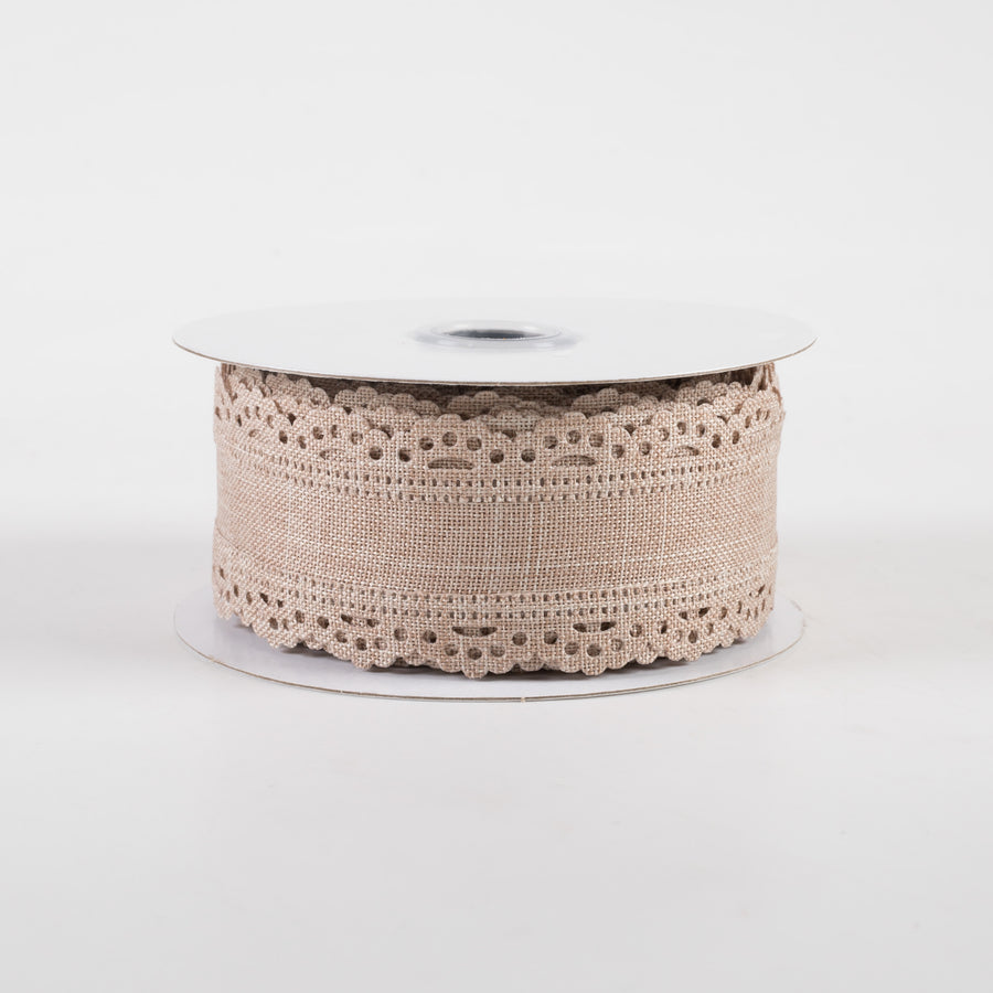 1.5" Scalloped Edge Ribbon: Buff Neutral (10 Yards)