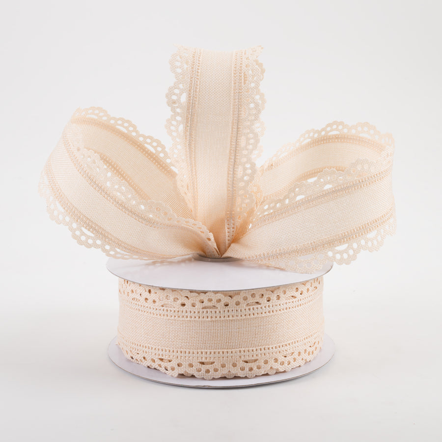 1.5" Scalloped Edge Ribbon: Cream (10 Yards) Lifestyle Photo