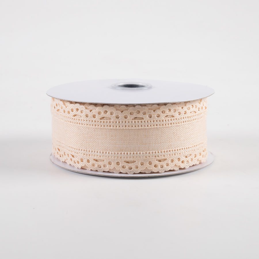 1.5" Scalloped Edge Ribbon: Cream (10 Yards)
