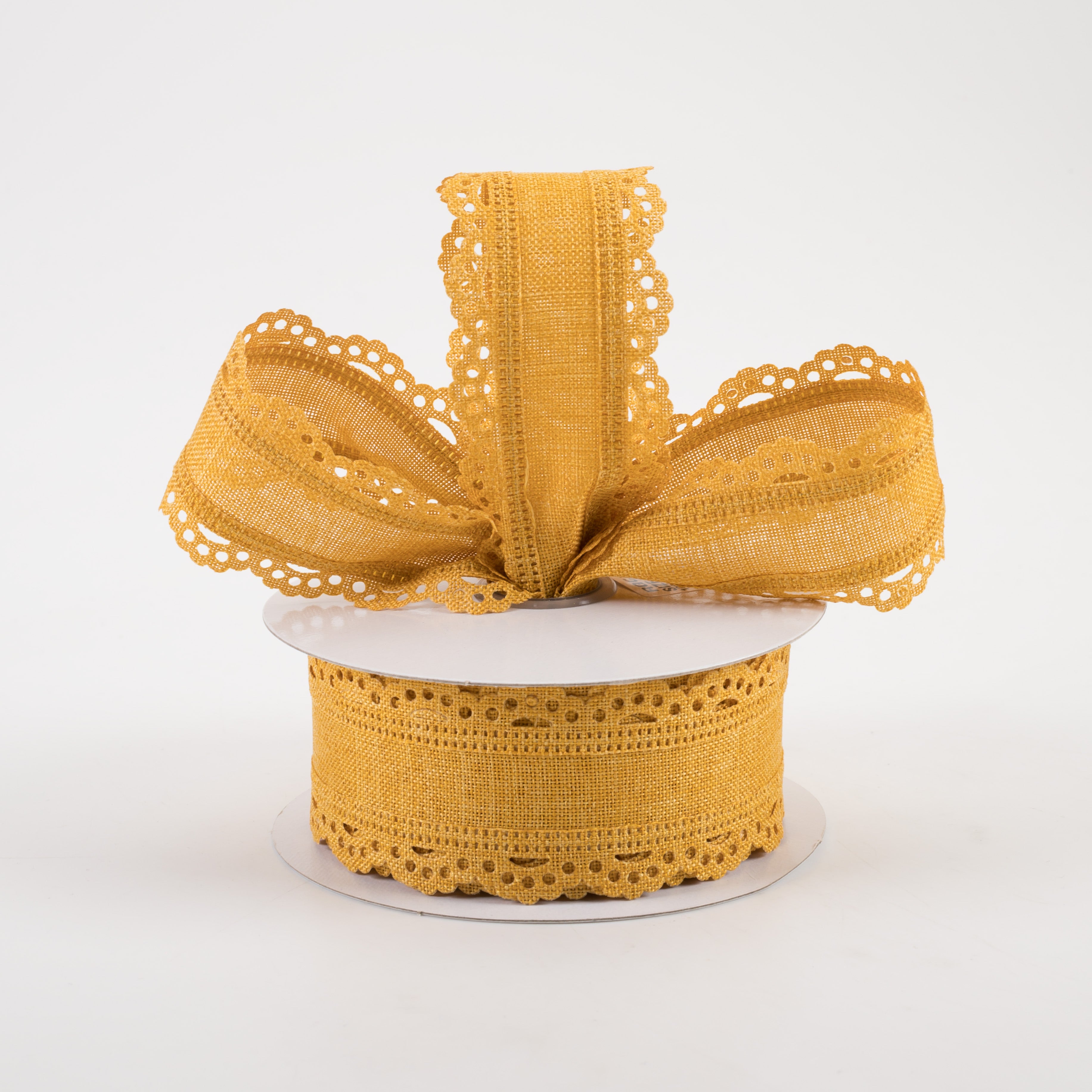 1.5" Scalloped Edge Ribbon: Dark Mustard (10 Yards) Lifestyle Photo