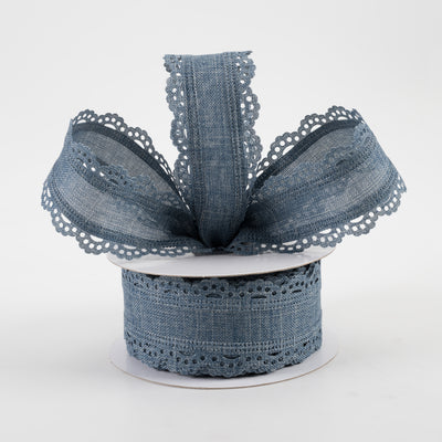 1.5" Scalloped Edge Ribbon: Faded Denim (10 Yards) Lifestyle Photo