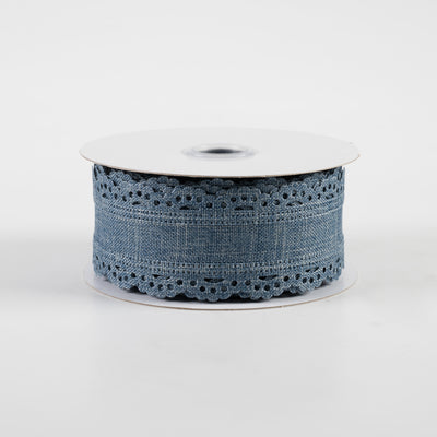 1.5" Scalloped Edge Ribbon: Faded Denim (10 Yards)