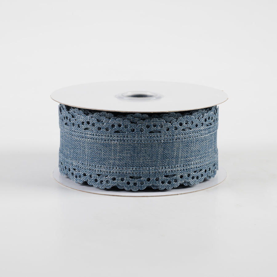 1.5" Scalloped Edge Ribbon: Faded Denim (10 Yards)