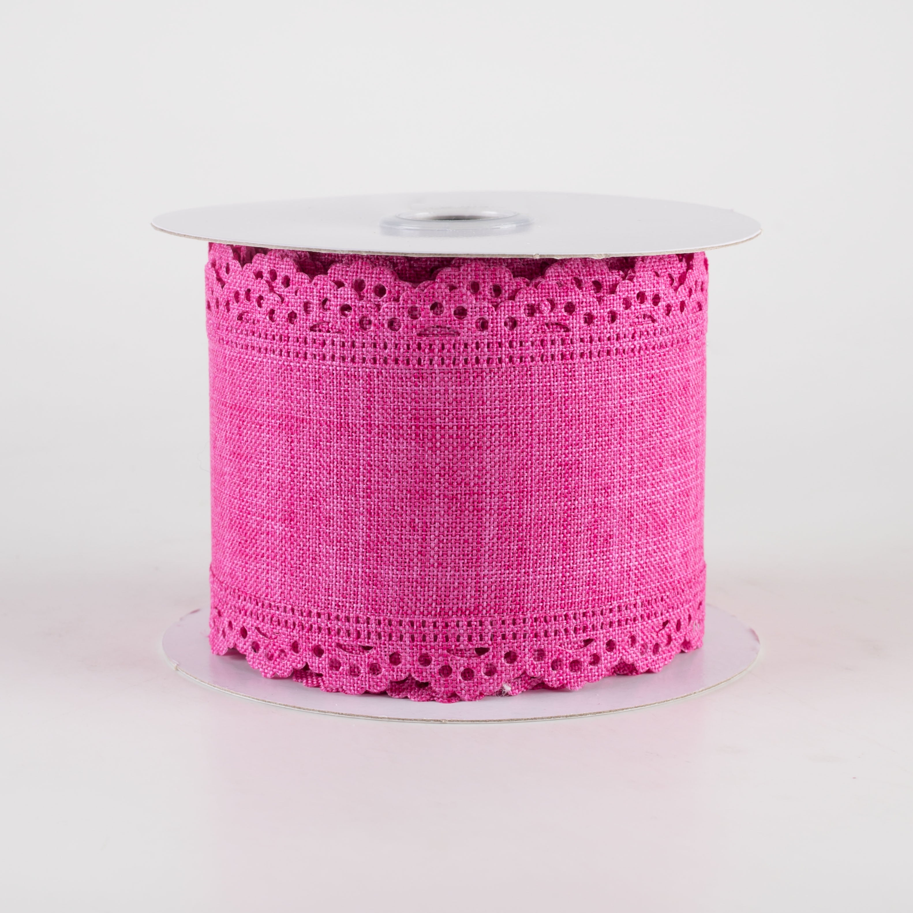 2.5" Scalloped Edge Ribbon: Fuchsia (10 Yards)