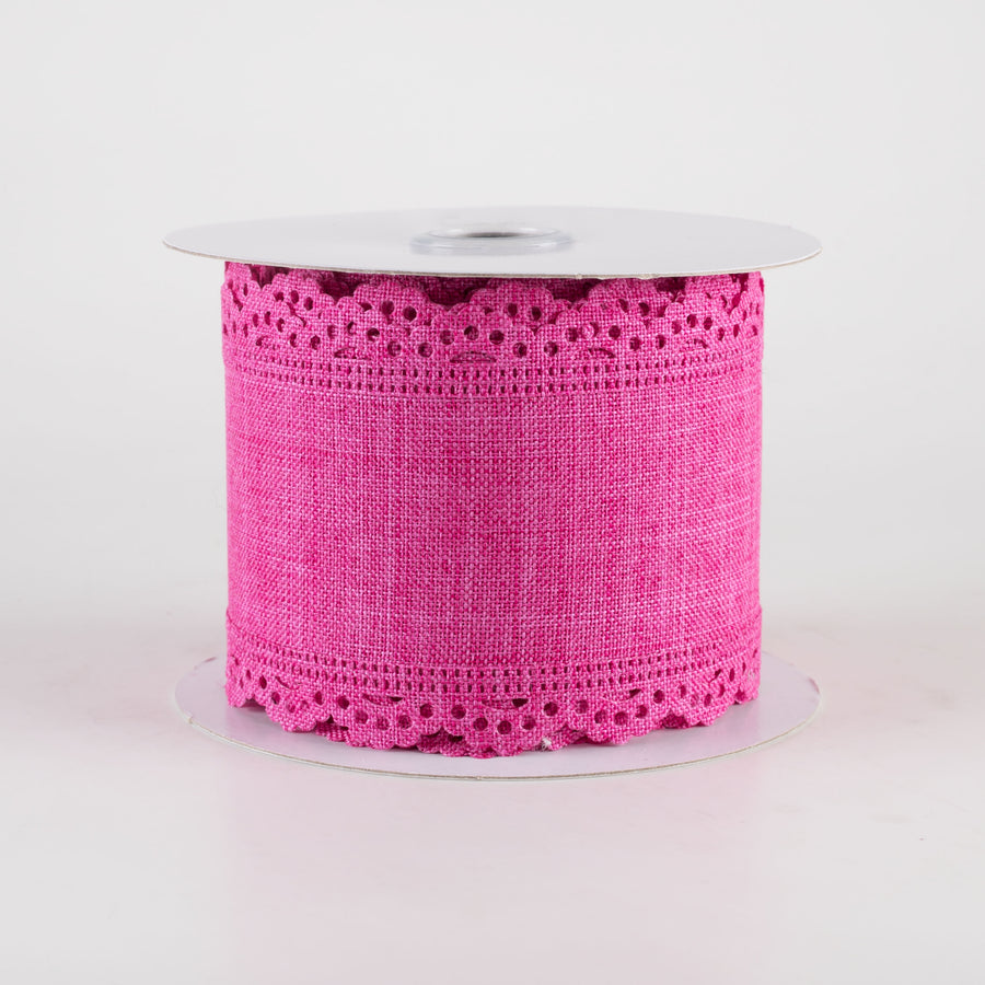 2.5" Scalloped Edge Ribbon: Fuchsia (10 Yards)