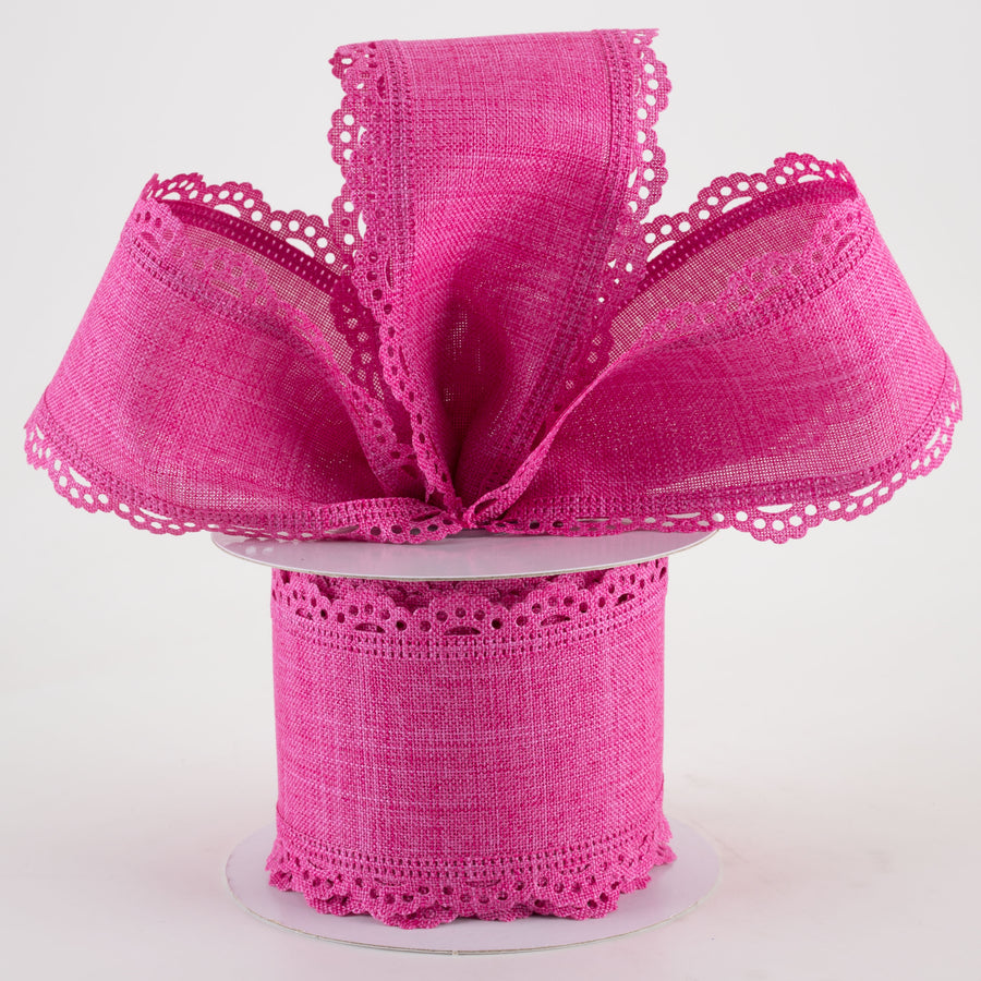 2.5" Scalloped Edge Ribbon: Fuchsia (10 Yards) Lifestyle Photo