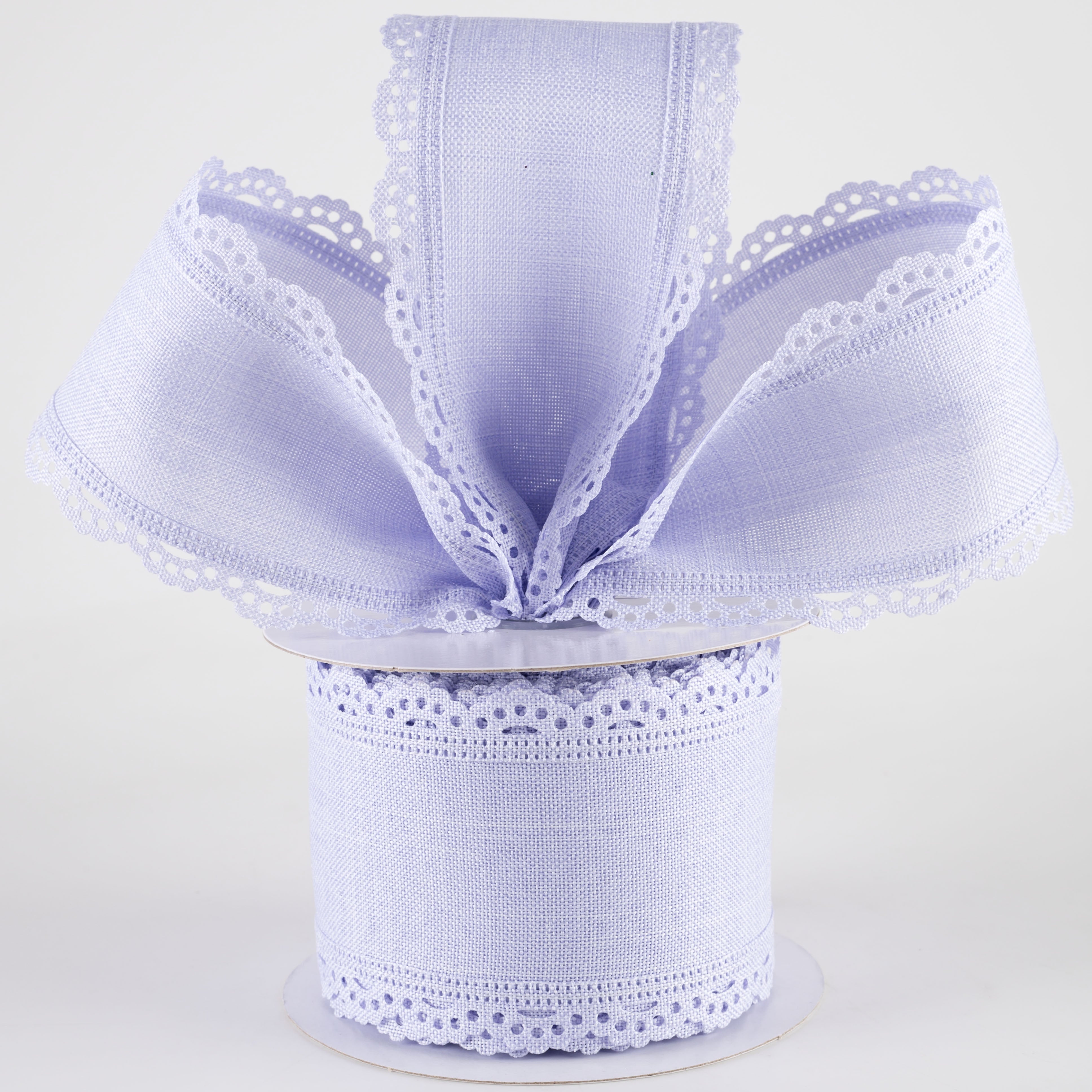 2.5" Scalloped Edge Ribbon: Light Lavender (10 Yards) Lifestyle Photo
