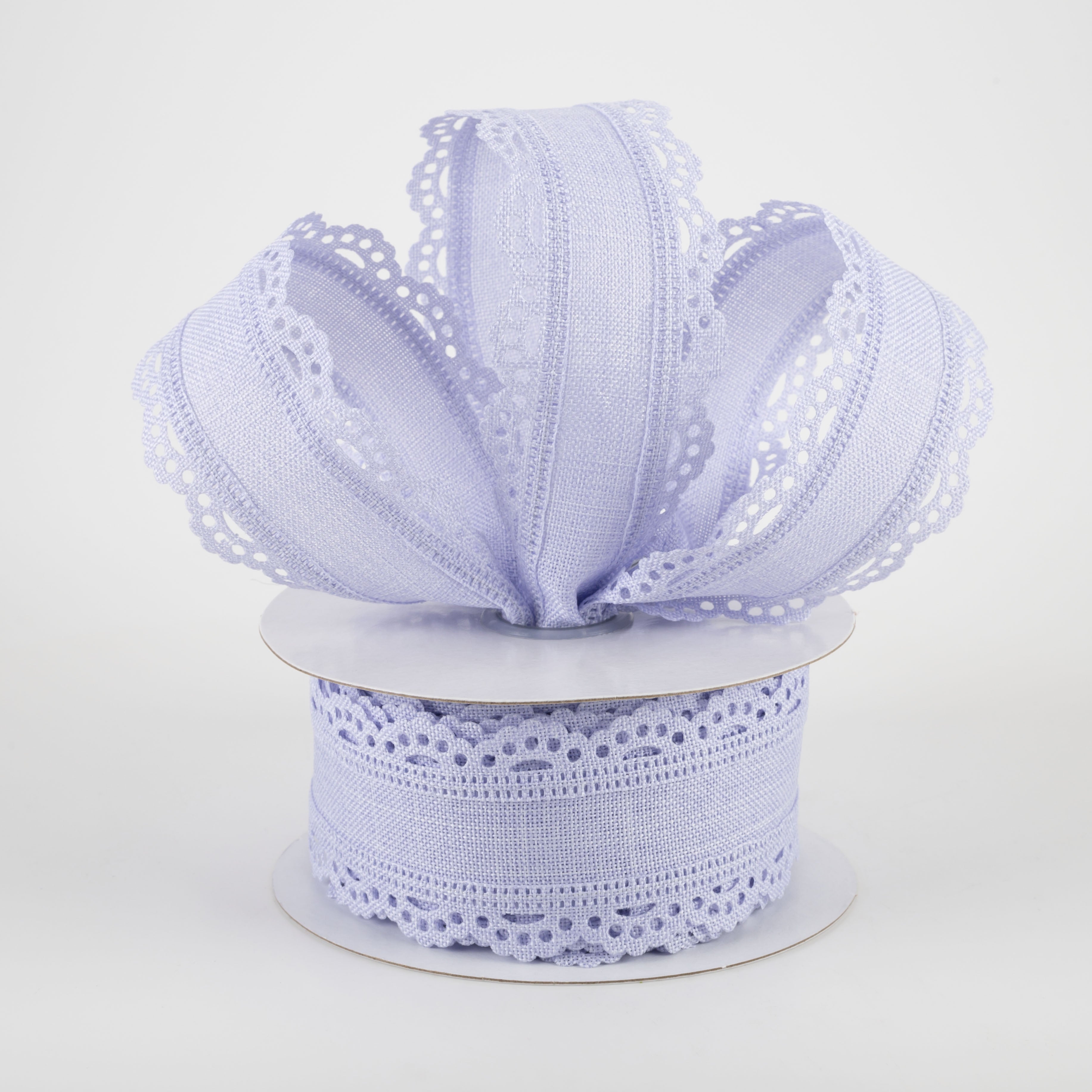 1.5" Scalloped Edge Ribbon: Light Lavender (10 Yards) Lifestyle Photo