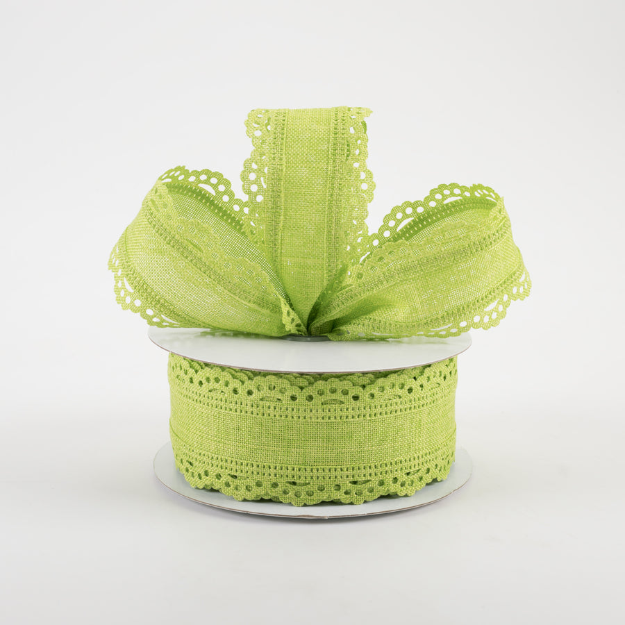 1.5" Scalloped Edge Ribbon: Lime Green (10 Yards) Lifestyle Photo