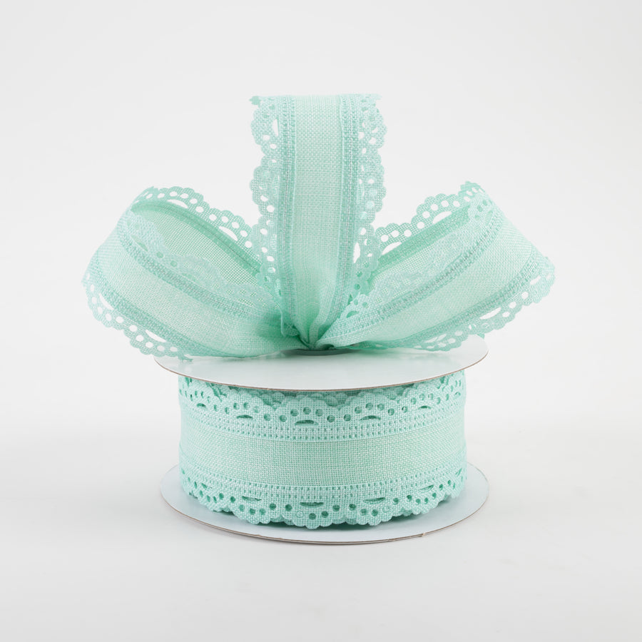 1.5" Scalloped Edge Ribbon: Mint Green (10 Yards) Lifestyle Photo